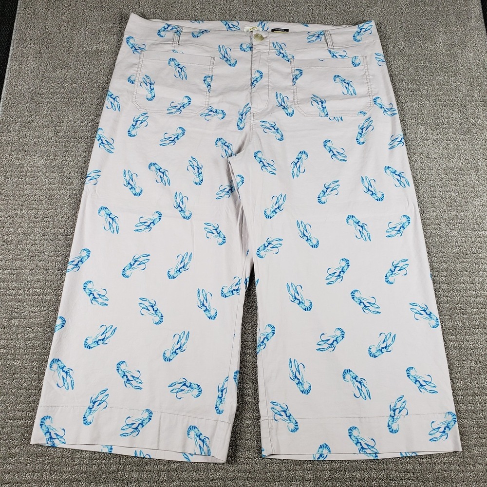 Maeve Anthropologie 26W Colette Cropped Wide-Leg Trousers Linen Blue Lobster